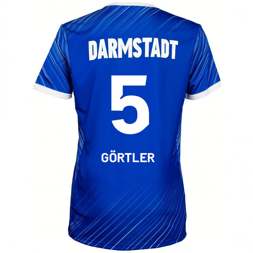 Gyermek Bastian Görtler #5 Kék Fehér Hazai Jersey 2024/25 Mez Póló Ing