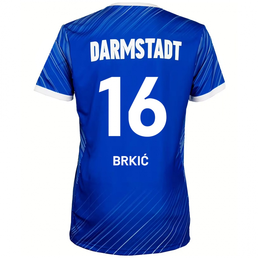 Gyermek Amar Brkić #16 Kék Fehér Hazai Jersey 2024/25 Mez Póló Ing