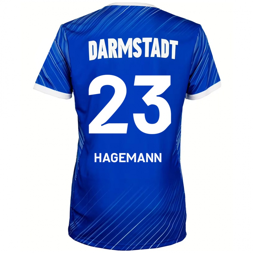 Gyermek Emil Hagemann #23 Kék Fehér Hazai Jersey 2024/25 Mez Póló Ing