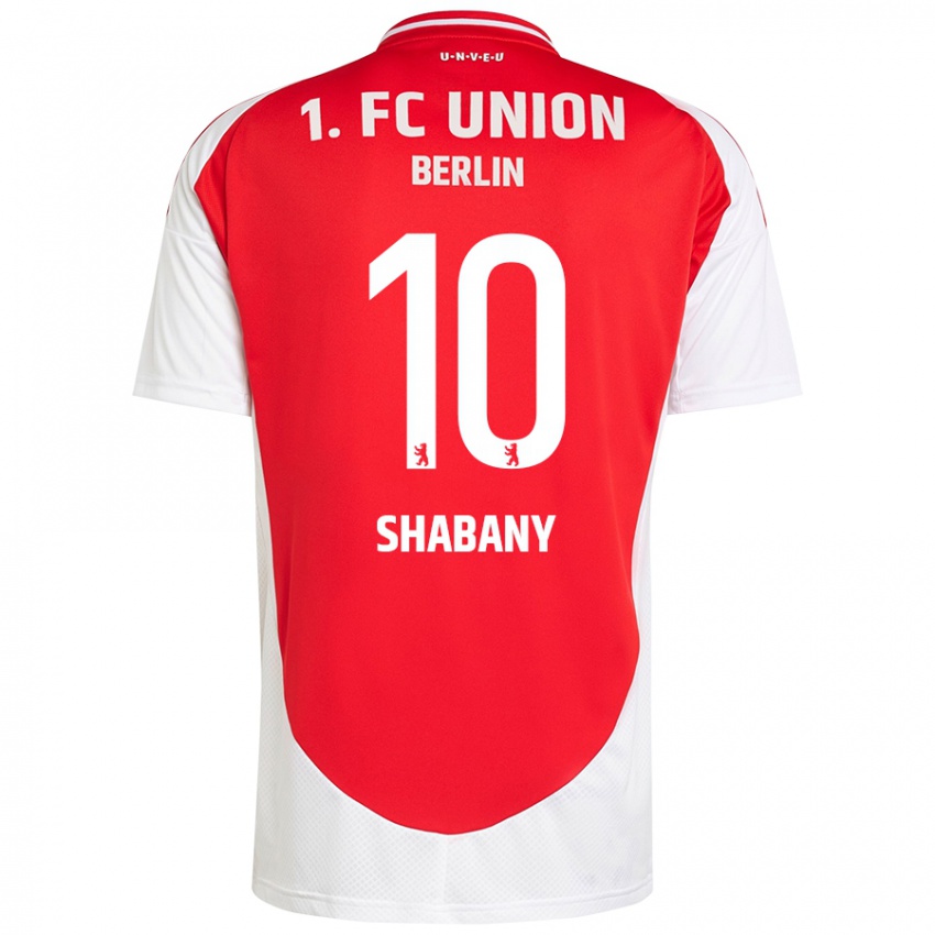 Gyermek Alec Shabany #10 Piros Fehér Hazai Jersey 2024/25 Mez Póló Ing