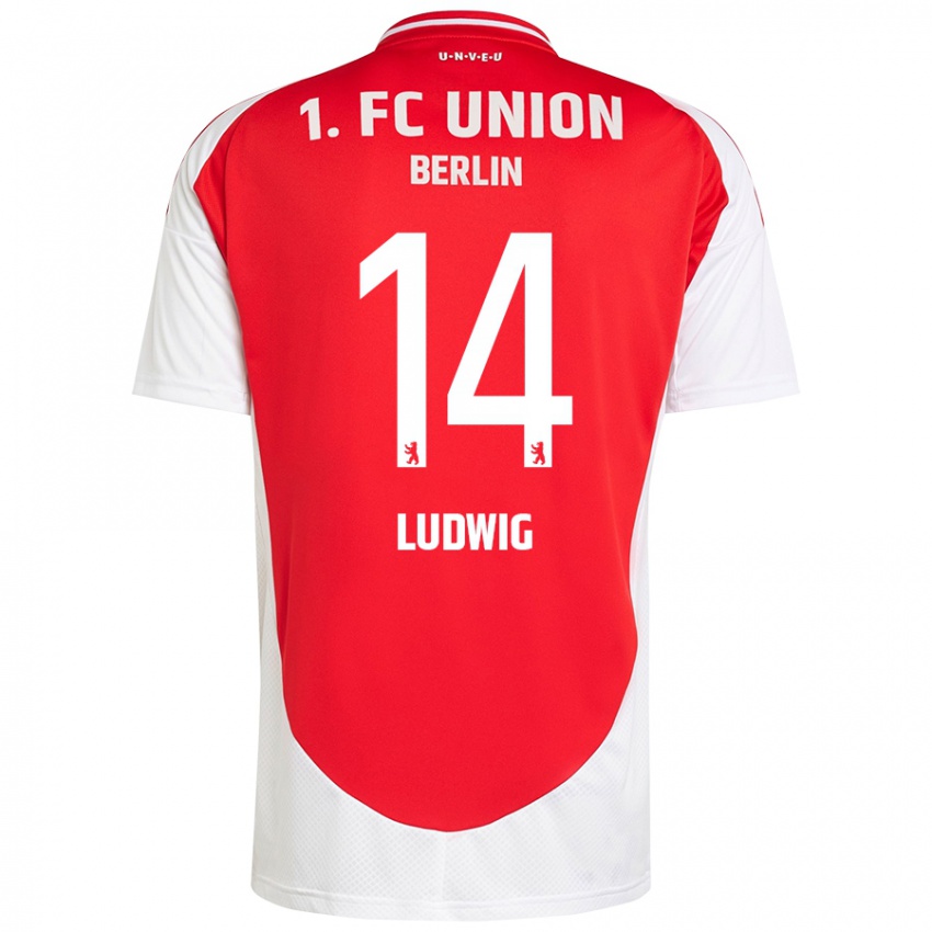 Gyermek Brandon Ludwig #14 Piros Fehér Hazai Jersey 2024/25 Mez Póló Ing