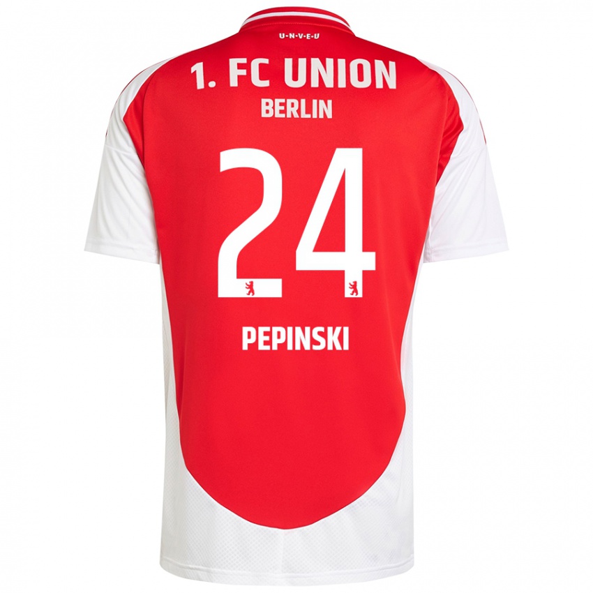 Gyermek Louis Pepinski #24 Piros Fehér Hazai Jersey 2024/25 Mez Póló Ing