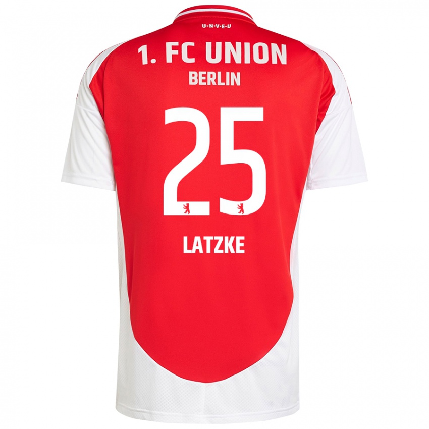 Gyermek Jannes Latzke #25 Piros Fehér Hazai Jersey 2024/25 Mez Póló Ing