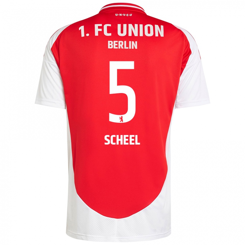 Gyermek Luca Scheel #5 Piros Fehér Hazai Jersey 2024/25 Mez Póló Ing