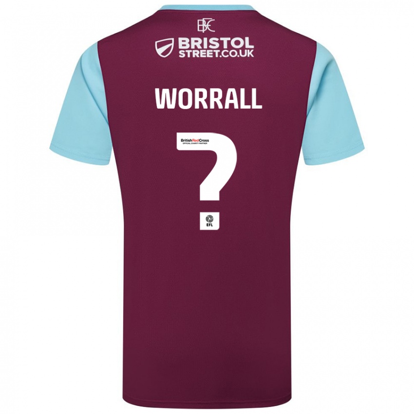 Gyermek Joe Worrall #0 Bordó Égszínkék Hazai Jersey 2024/25 Mez Póló Ing