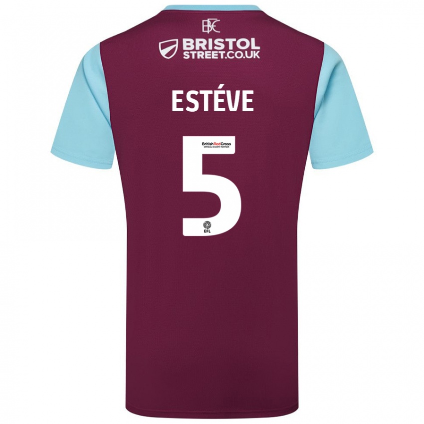 Gyermek Maxime Estève #5 Bordó Égszínkék Hazai Jersey 2024/25 Mez Póló Ing