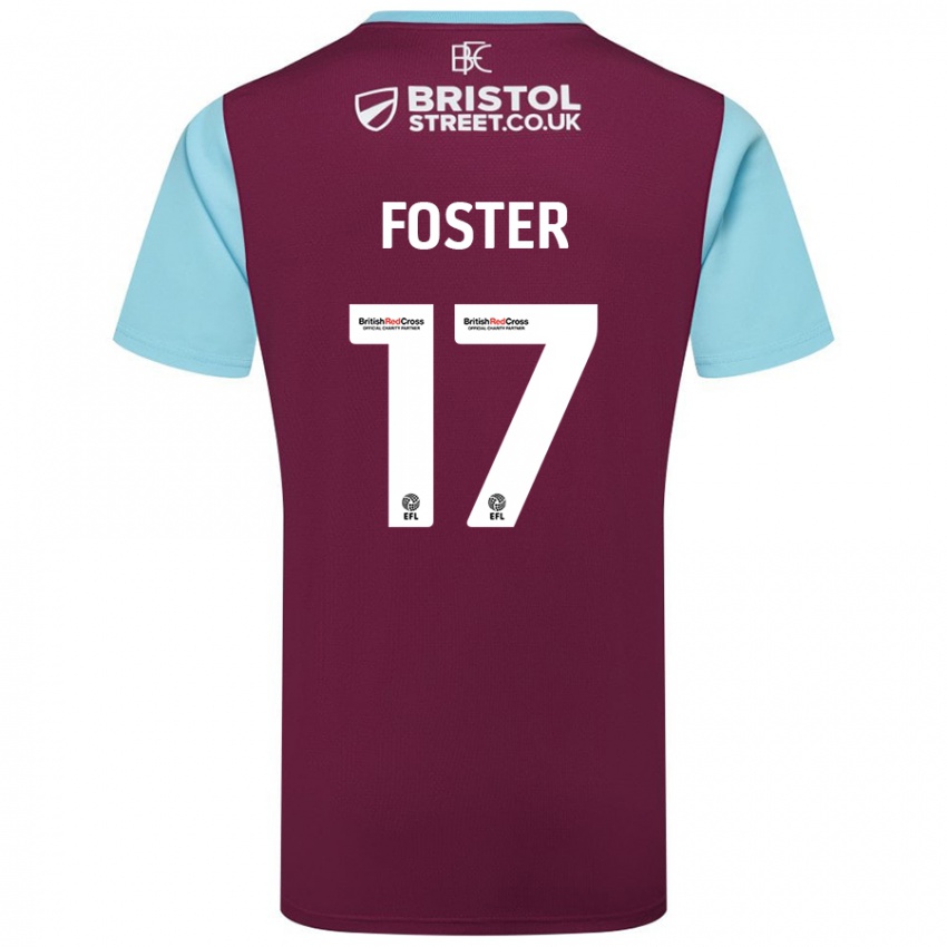 Gyermek Lyle Foster #17 Bordó Égszínkék Hazai Jersey 2024/25 Mez Póló Ing