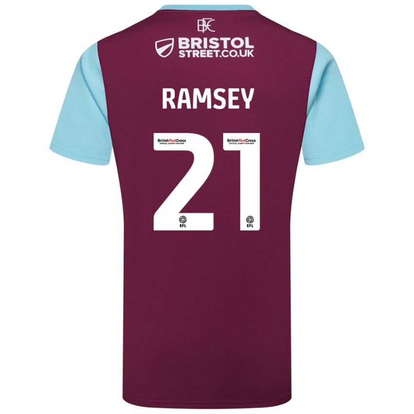 Gyermek Aaron Ramsey #21 Bordó Égszínkék Hazai Jersey 2024/25 Mez Póló Ing