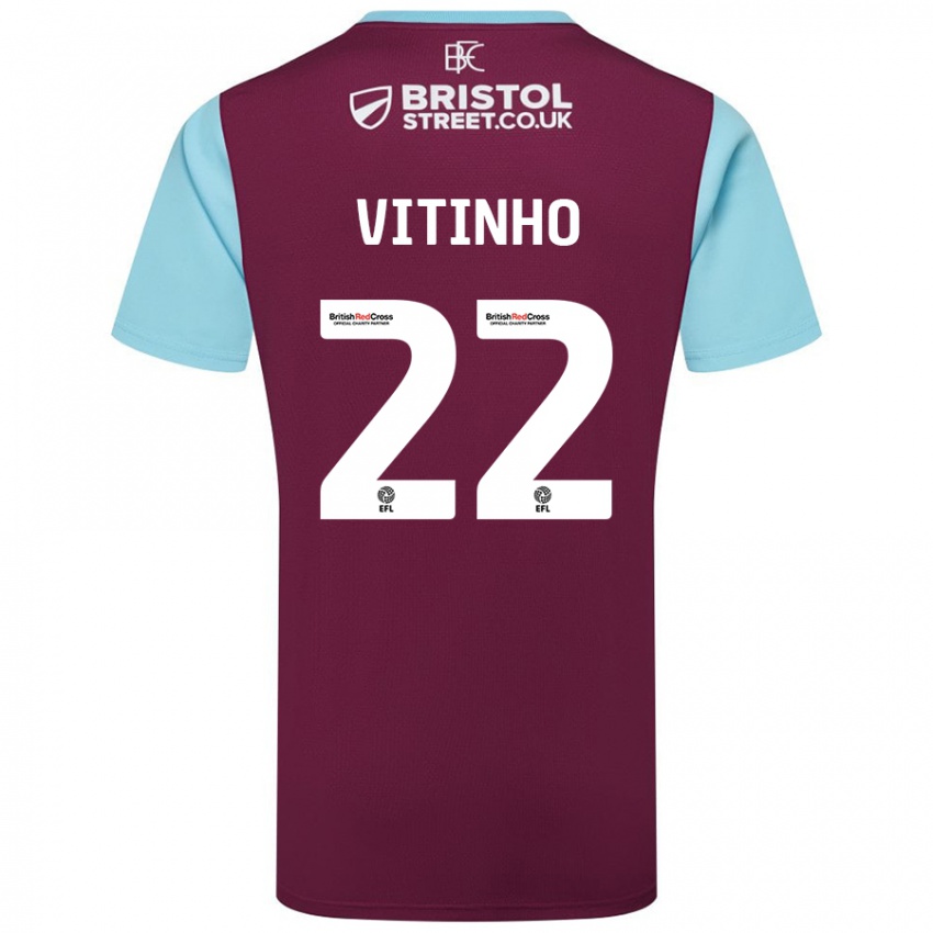 Gyermek Vitinho #22 Bordó Égszínkék Hazai Jersey 2024/25 Mez Póló Ing