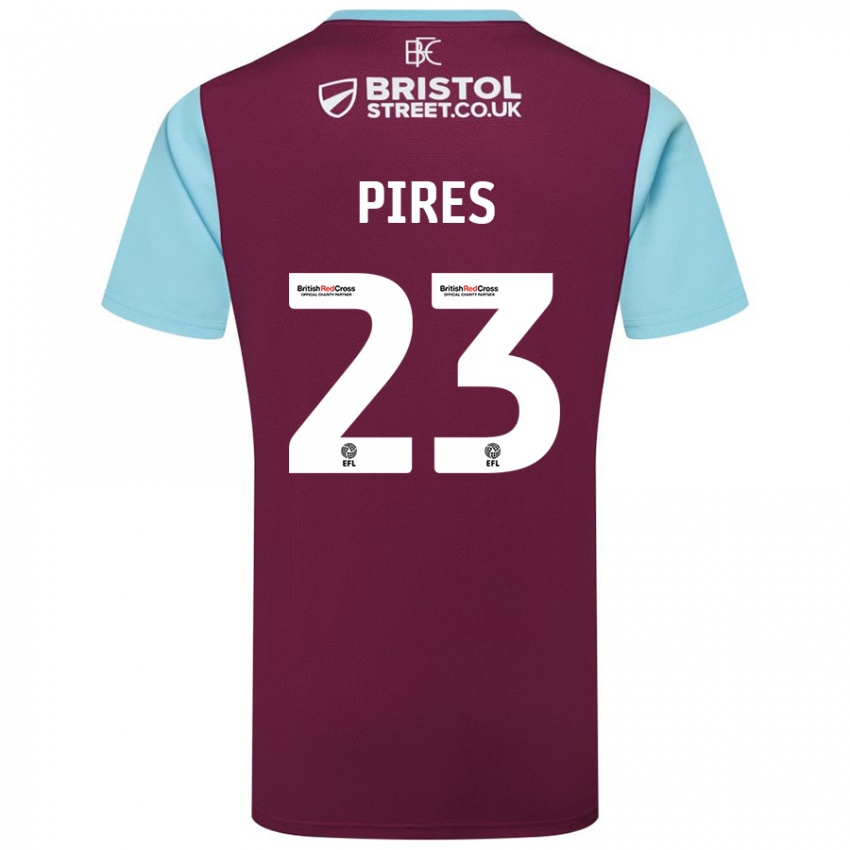 Gyermek Lucas Pires #23 Bordó Égszínkék Hazai Jersey 2024/25 Mez Póló Ing