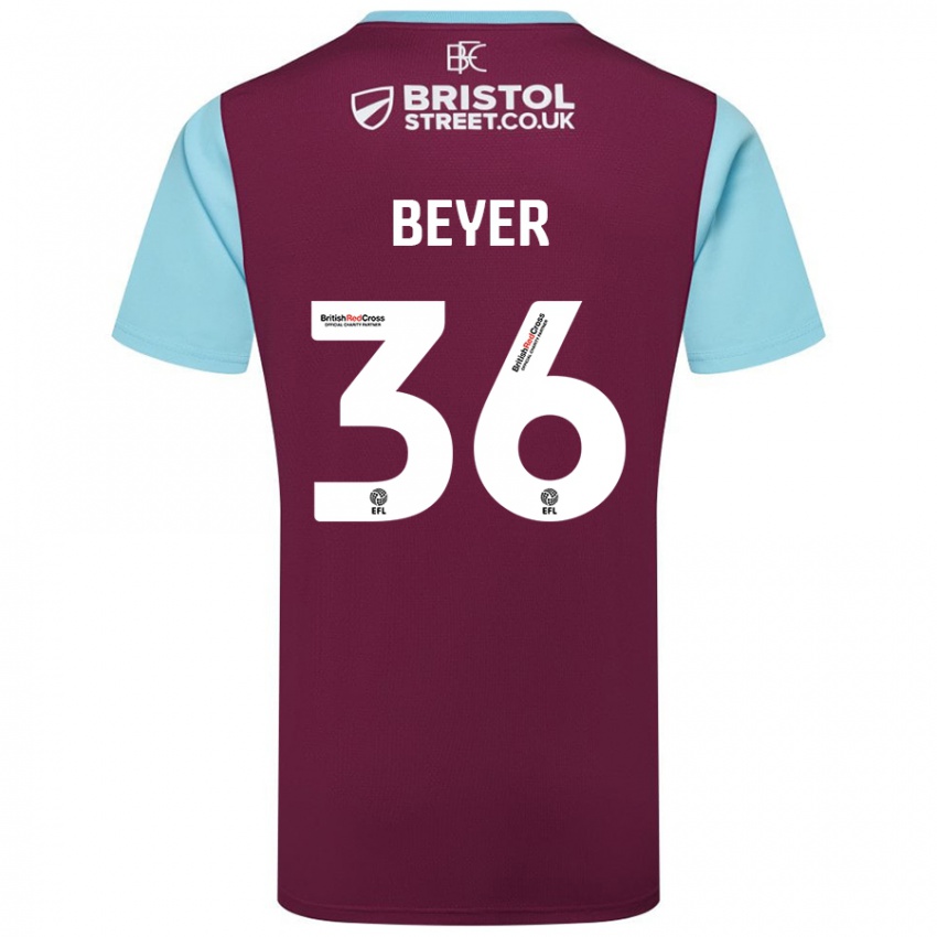 Gyermek Jordan Beyer #36 Bordó Égszínkék Hazai Jersey 2024/25 Mez Póló Ing