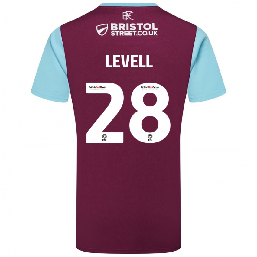 Gyermek Kirstie Levell #28 Bordó Égszínkék Hazai Jersey 2024/25 Mez Póló Ing