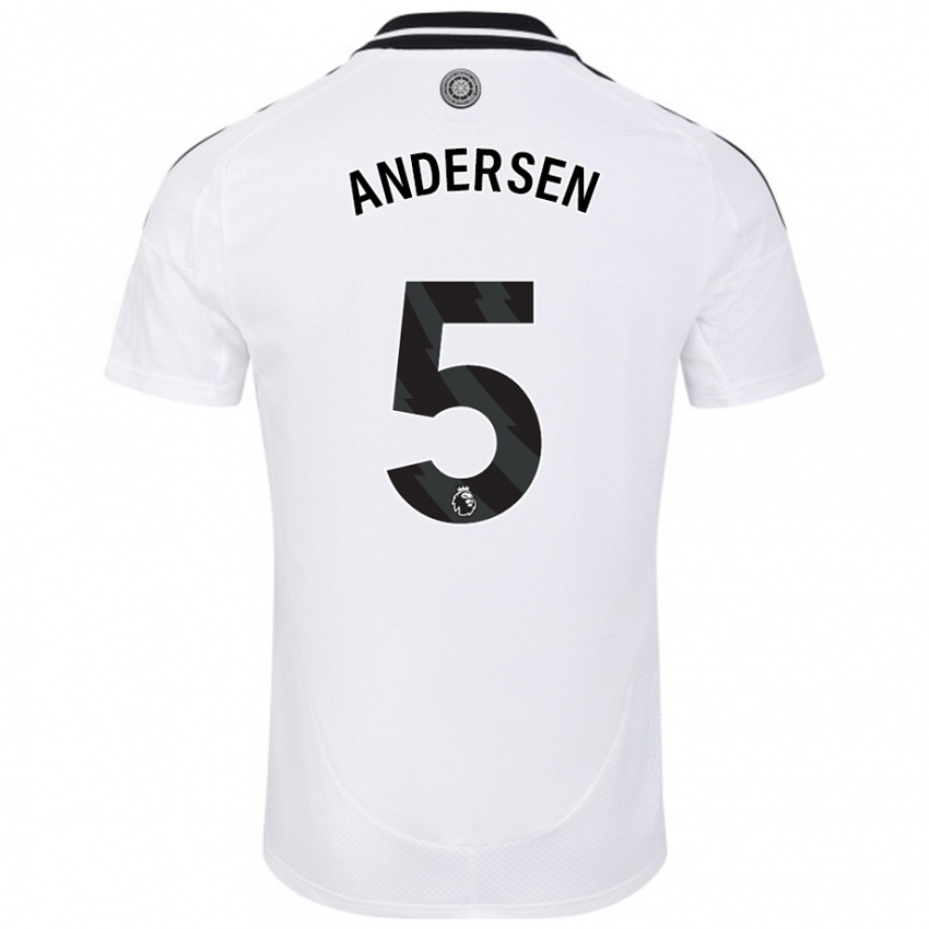 Gyermek Joachim Andersen #5 Fehér Hazai Jersey 2024/25 Mez Póló Ing