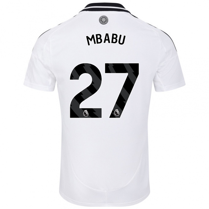 Gyermek Kevin Mbabu #27 Fehér Hazai Jersey 2024/25 Mez Póló Ing