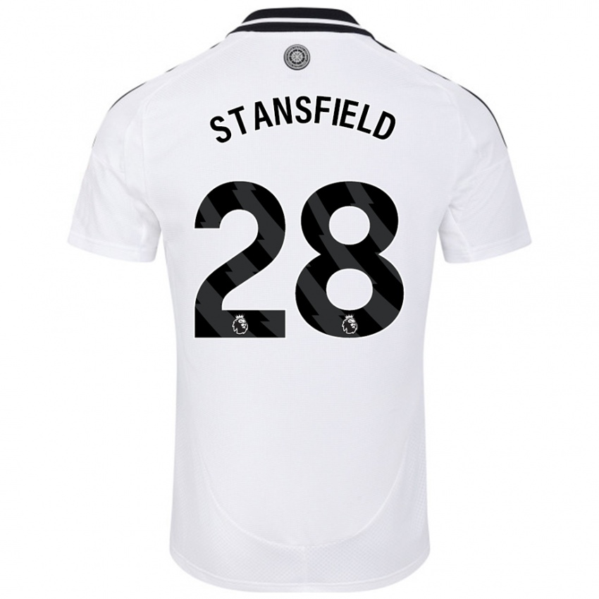 Gyermek Jay Stansfield #28 Fehér Hazai Jersey 2024/25 Mez Póló Ing