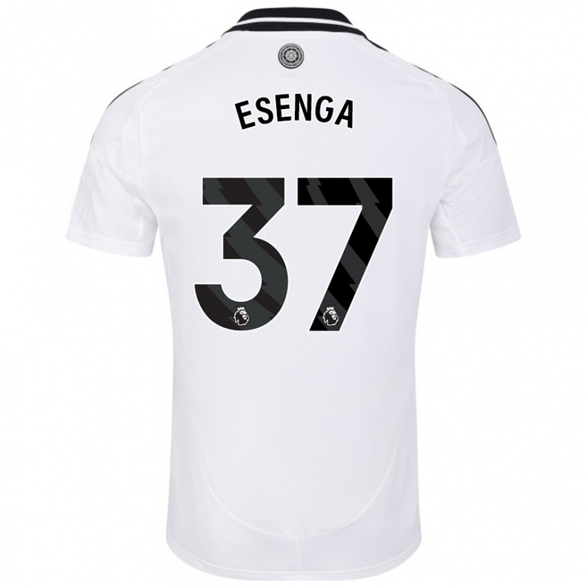 Gyermek Jonathan Esenga #37 Fehér Hazai Jersey 2024/25 Mez Póló Ing