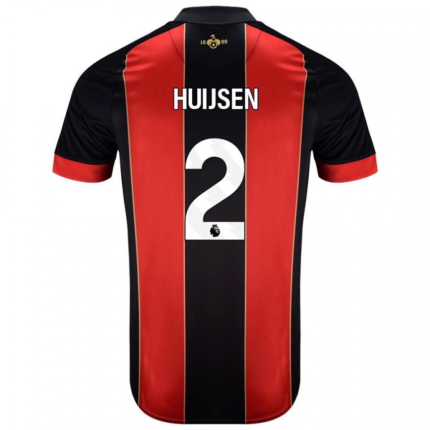 Gyermek Dean Huijsen #2 Piros Fekete Hazai Jersey 2024/25 Mez Póló Ing