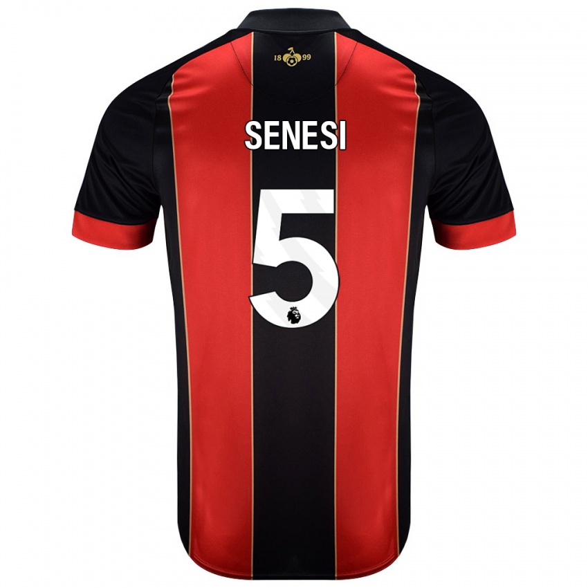 Gyermek Marcos Senesi #5 Piros Fekete Hazai Jersey 2024/25 Mez Póló Ing