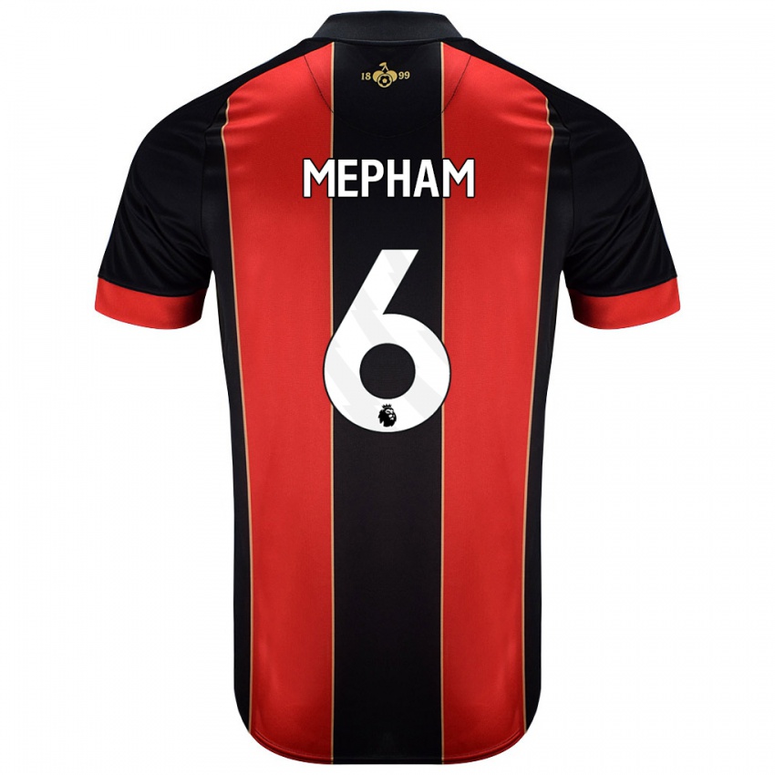 Gyermek Chris Mepham #6 Piros Fekete Hazai Jersey 2024/25 Mez Póló Ing