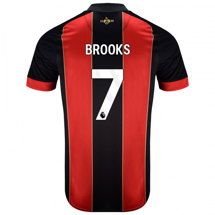 Gyermek David Brooks #7 Piros Fekete Hazai Jersey 2024/25 Mez Póló Ing