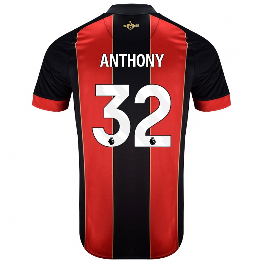 Gyermek Jaidon Anthony #32 Piros Fekete Hazai Jersey 2024/25 Mez Póló Ing