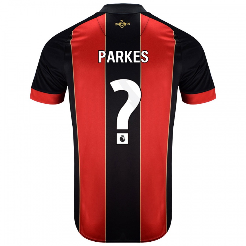 Gyermek Sonny Parkes #0 Piros Fekete Hazai Jersey 2024/25 Mez Póló Ing