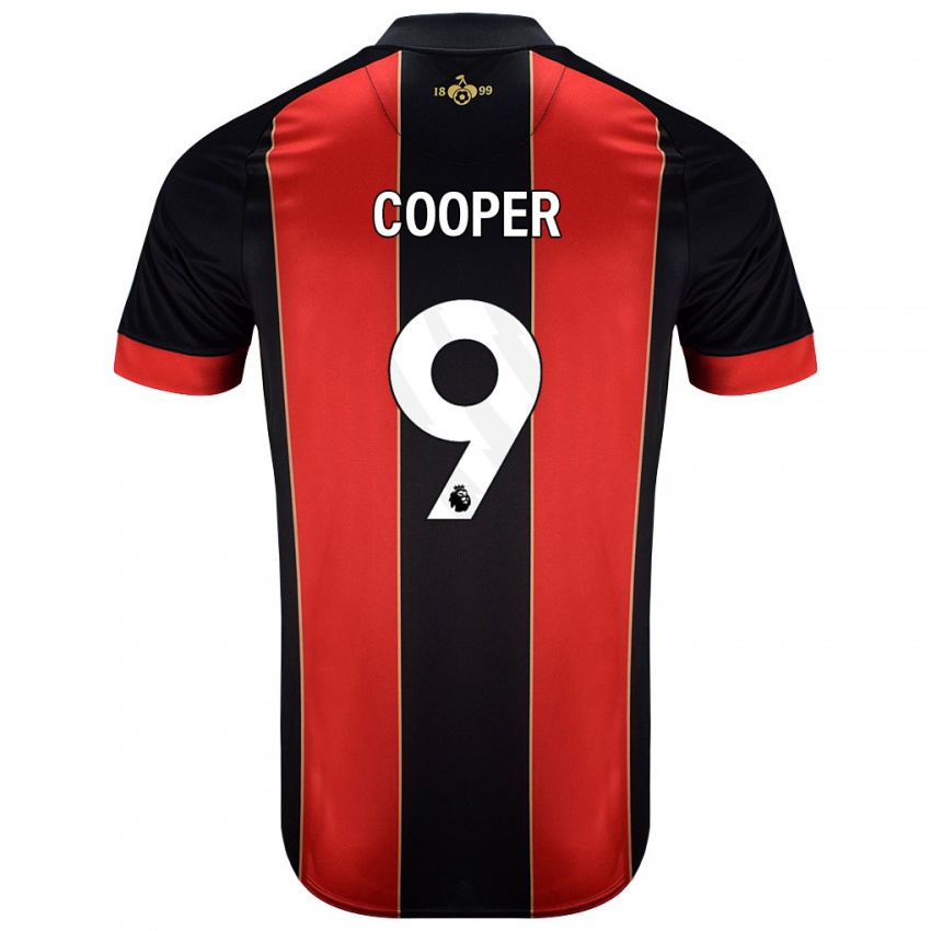 Gyermek Lucy Cooper #9 Piros Fekete Hazai Jersey 2024/25 Mez Póló Ing