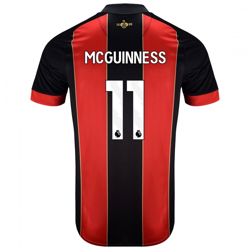 Gyermek Gemma Mcguinness #11 Piros Fekete Hazai Jersey 2024/25 Mez Póló Ing