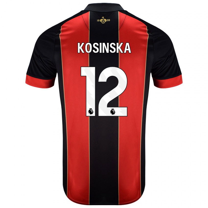 Gyermek Daniela Kosinska #12 Piros Fekete Hazai Jersey 2024/25 Mez Póló Ing