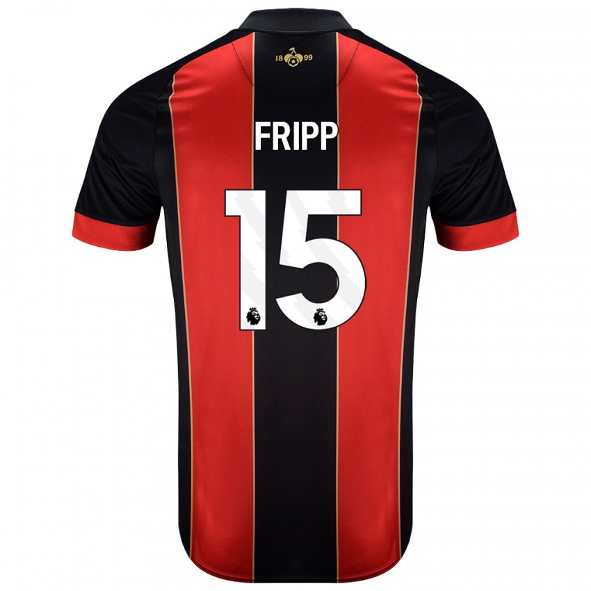 Gyermek Kelly Fripp #15 Piros Fekete Hazai Jersey 2024/25 Mez Póló Ing