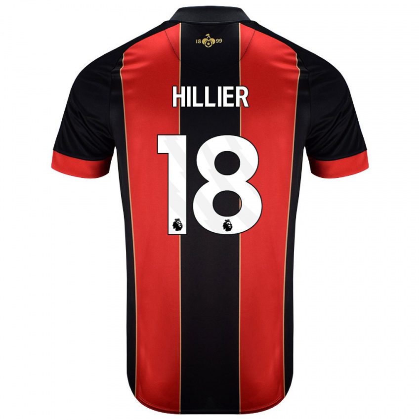 Gyermek Gemma Hillier #18 Piros Fekete Hazai Jersey 2024/25 Mez Póló Ing