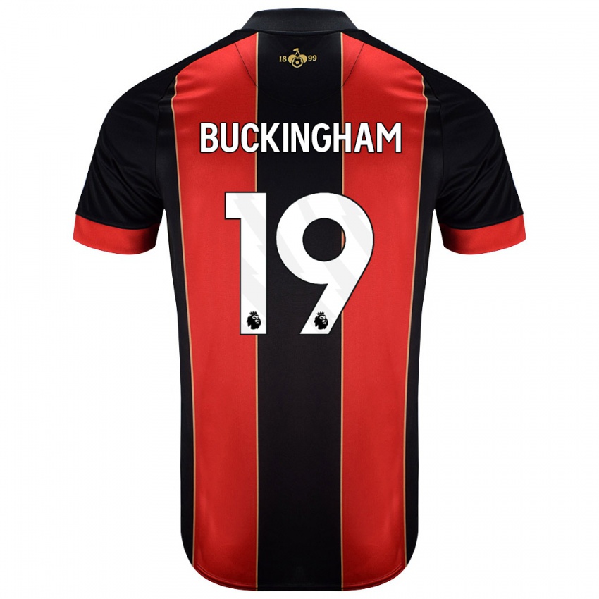 Gyermek Alisha Buckingham #19 Piros Fekete Hazai Jersey 2024/25 Mez Póló Ing