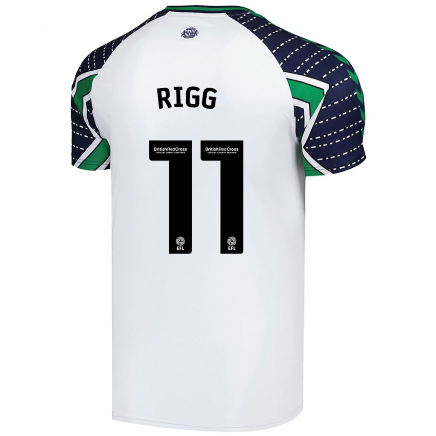 Gyermek Chris Rigg #11 Fehér Idegenbeli Jersey 2024/25 Mez Póló Ing