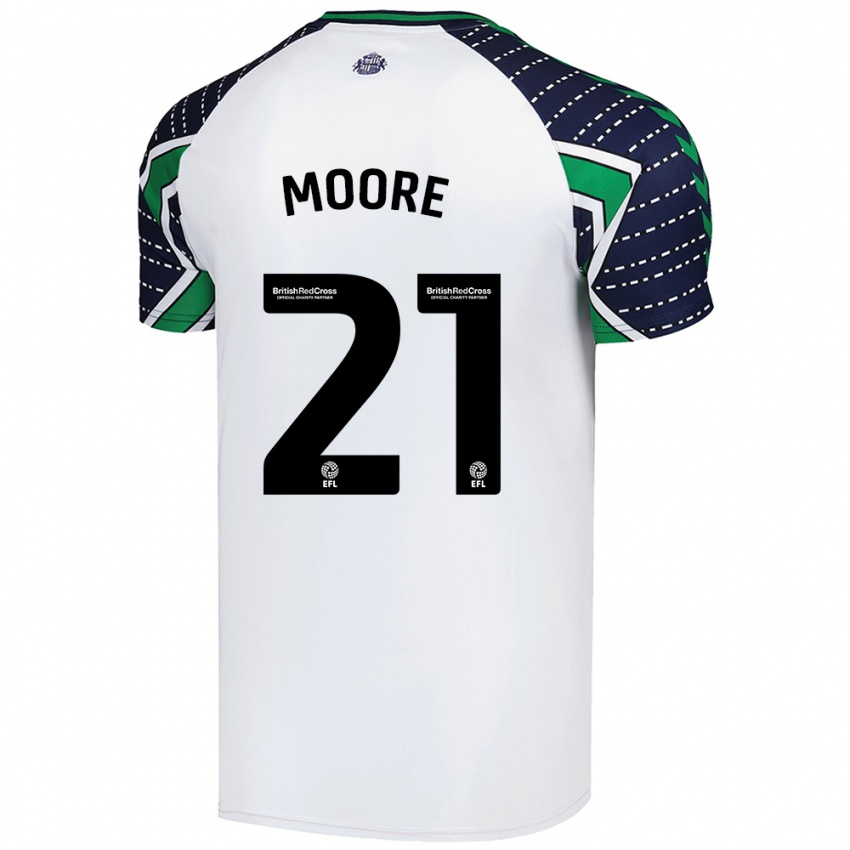 Gyermek Simon Moore #21 Fehér Idegenbeli Jersey 2024/25 Mez Póló Ing