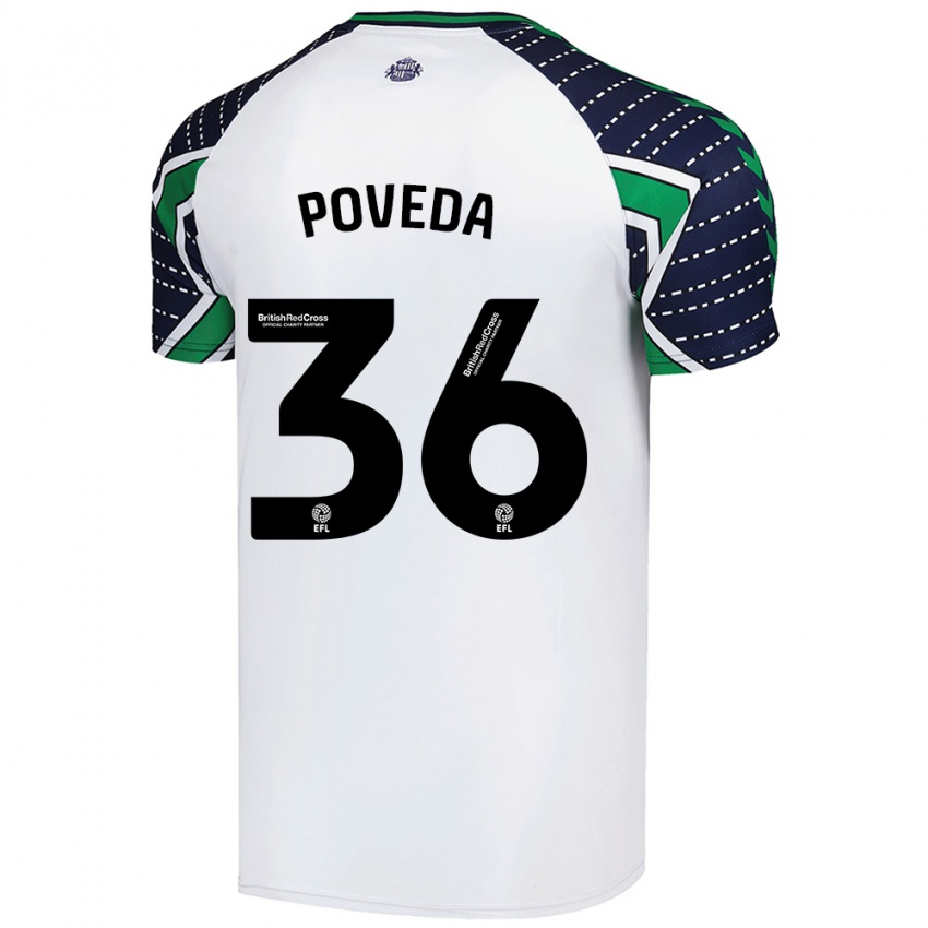 Gyermek Ian Poveda #36 Fehér Idegenbeli Jersey 2024/25 Mez Póló Ing