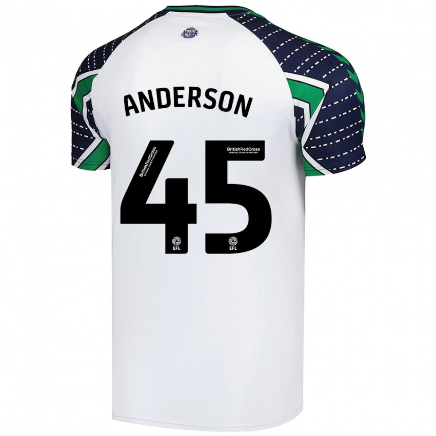 Gyermek Joe Anderson #45 Fehér Idegenbeli Jersey 2024/25 Mez Póló Ing