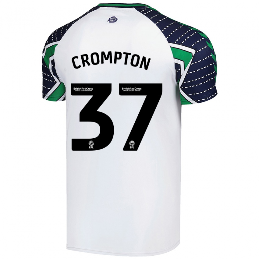 Gyermek Ben Crompton #37 Fehér Idegenbeli Jersey 2024/25 Mez Póló Ing