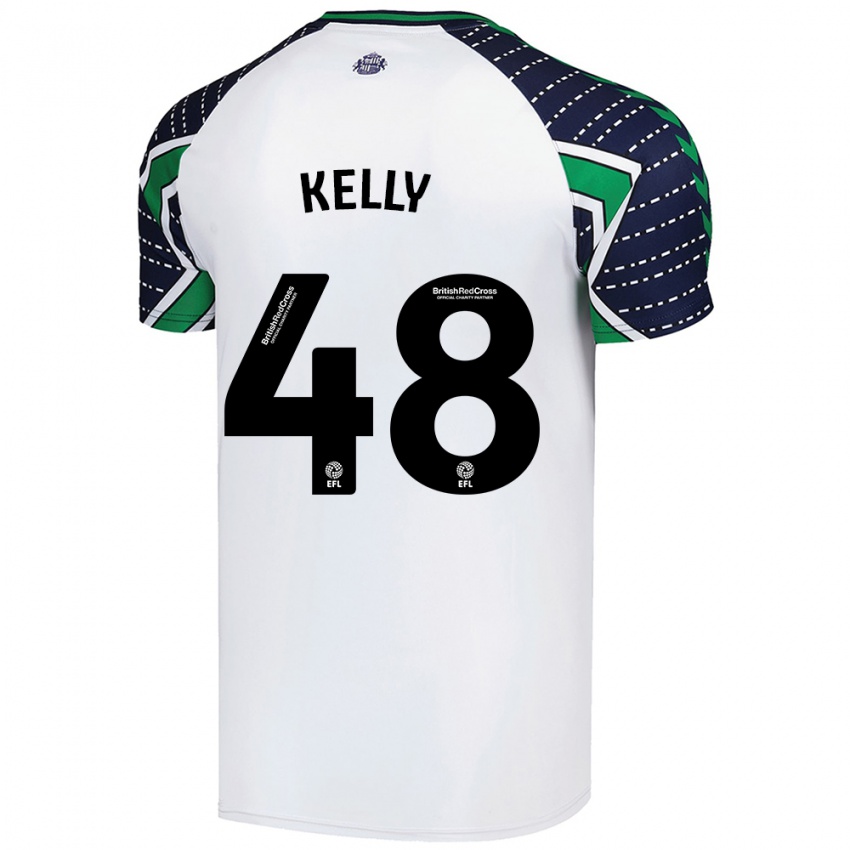 Gyermek Caden Kelly #48 Fehér Idegenbeli Jersey 2024/25 Mez Póló Ing