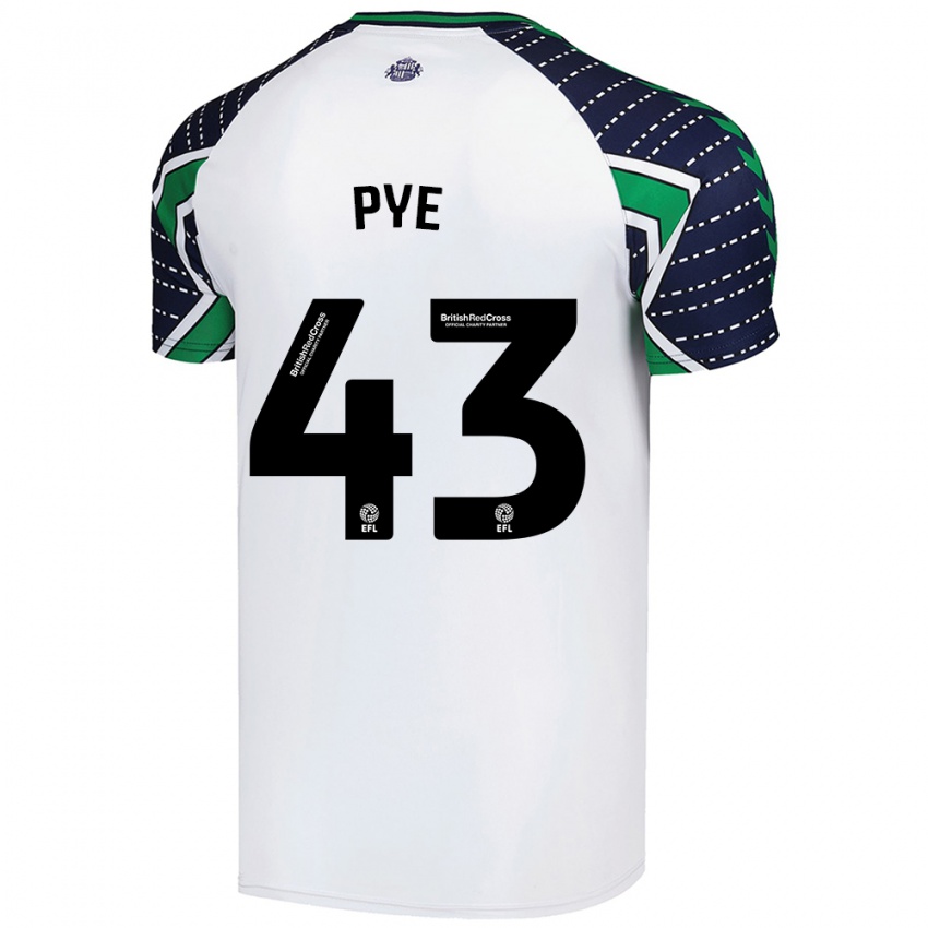 Gyermek Connor Pye #43 Fehér Idegenbeli Jersey 2024/25 Mez Póló Ing