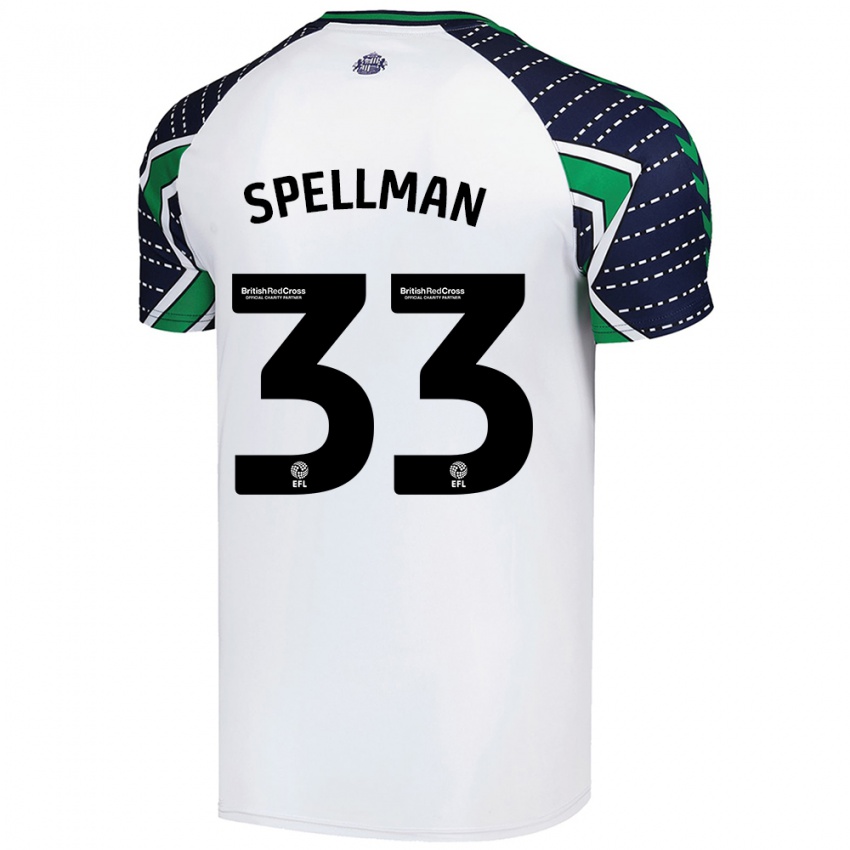 Gyermek Michael Spellman #33 Fehér Idegenbeli Jersey 2024/25 Mez Póló Ing