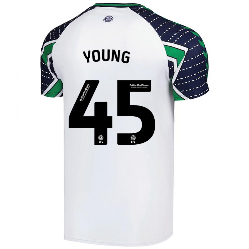 Gyermek Matthew Young #45 Fehér Idegenbeli Jersey 2024/25 Mez Póló Ing