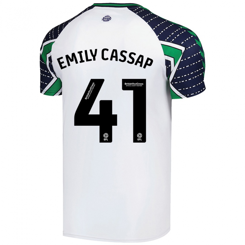 Gyermek Emily Cassap #41 Fehér Idegenbeli Jersey 2024/25 Mez Póló Ing