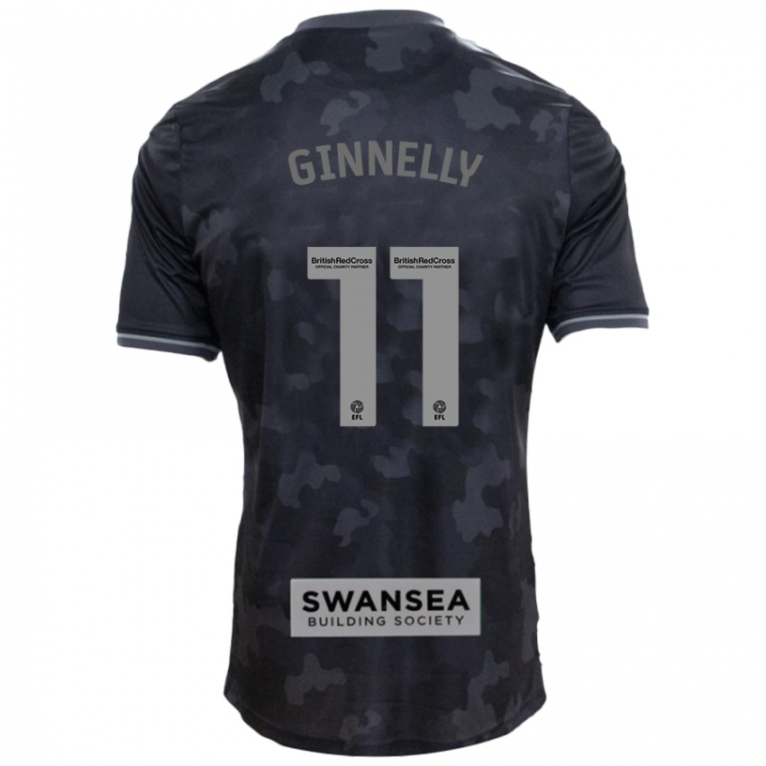 Gyermek Josh Ginnelly #11 Fekete Idegenbeli Jersey 2024/25 Mez Póló Ing