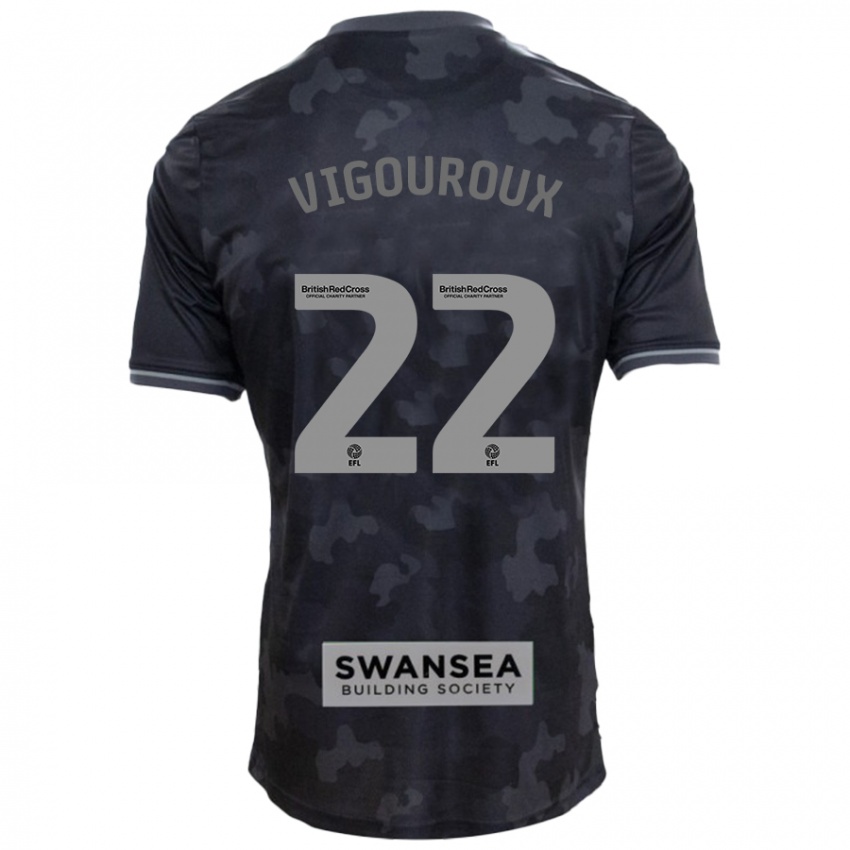 Gyermek Lawrence Vigouroux #22 Fekete Idegenbeli Jersey 2024/25 Mez Póló Ing