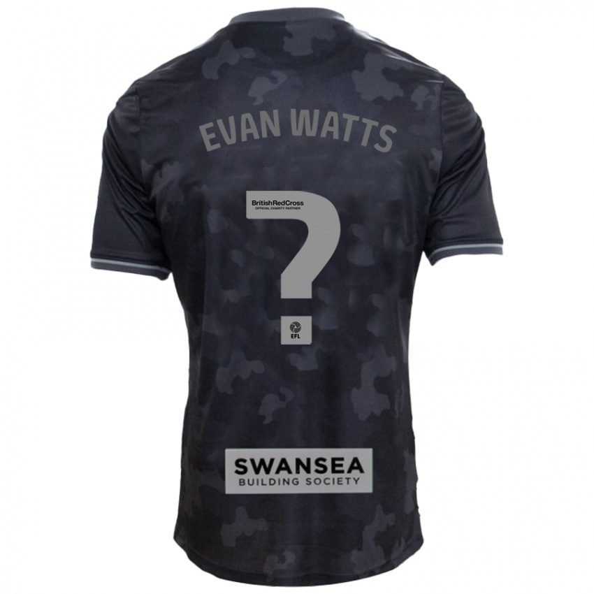 Gyermek Evan Watts #0 Fekete Idegenbeli Jersey 2024/25 Mez Póló Ing