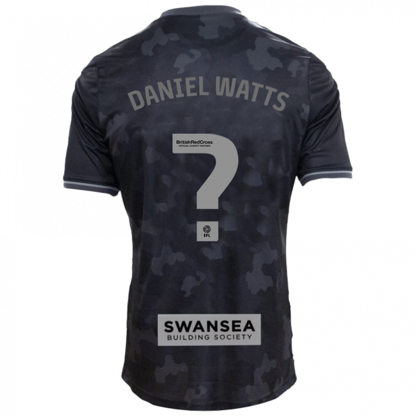 Gyermek Daniel Watts #0 Fekete Idegenbeli Jersey 2024/25 Mez Póló Ing