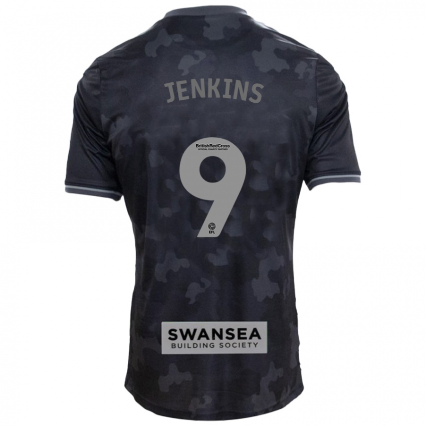 Gyermek Nieve Jenkins #9 Fekete Idegenbeli Jersey 2024/25 Mez Póló Ing