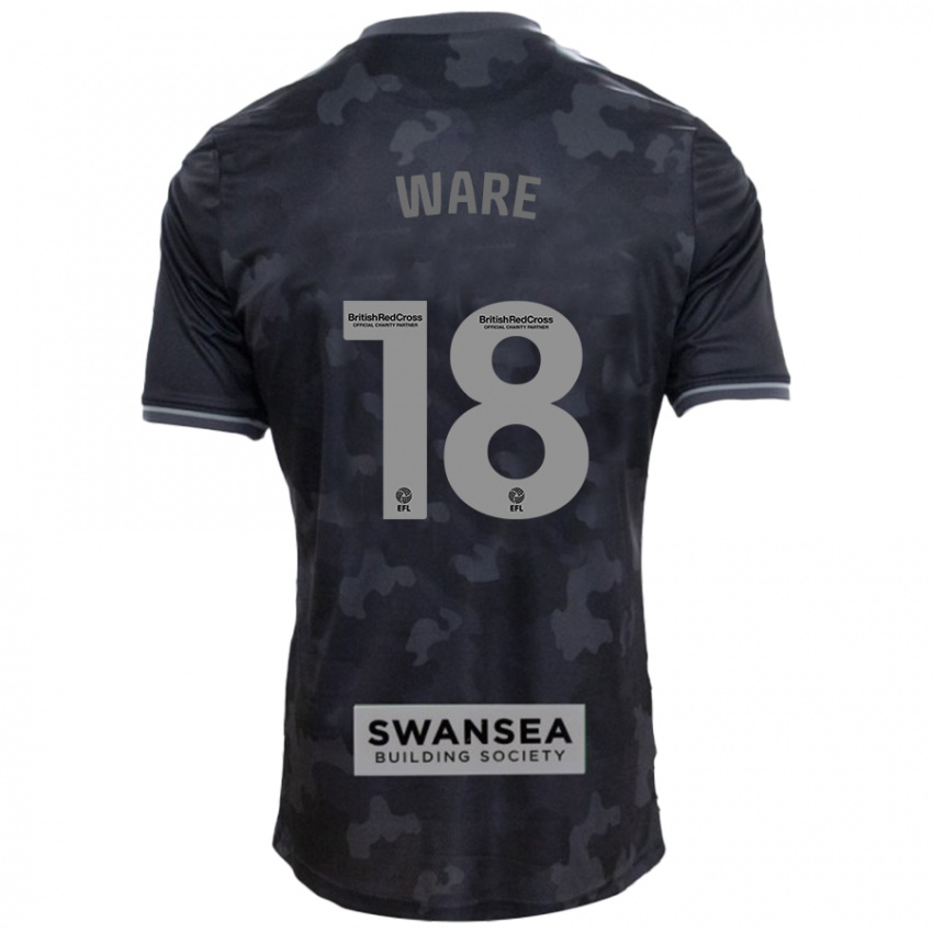 Gyermek Phoebe Ware #18 Fekete Idegenbeli Jersey 2024/25 Mez Póló Ing