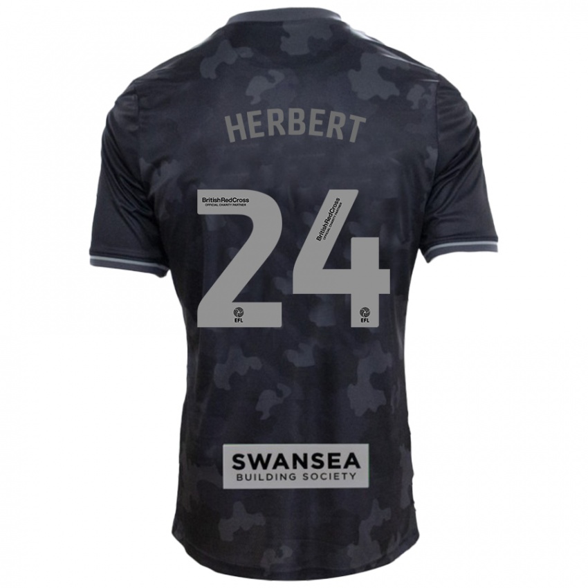 Gyermek Chelsea Herbert #24 Fekete Idegenbeli Jersey 2024/25 Mez Póló Ing