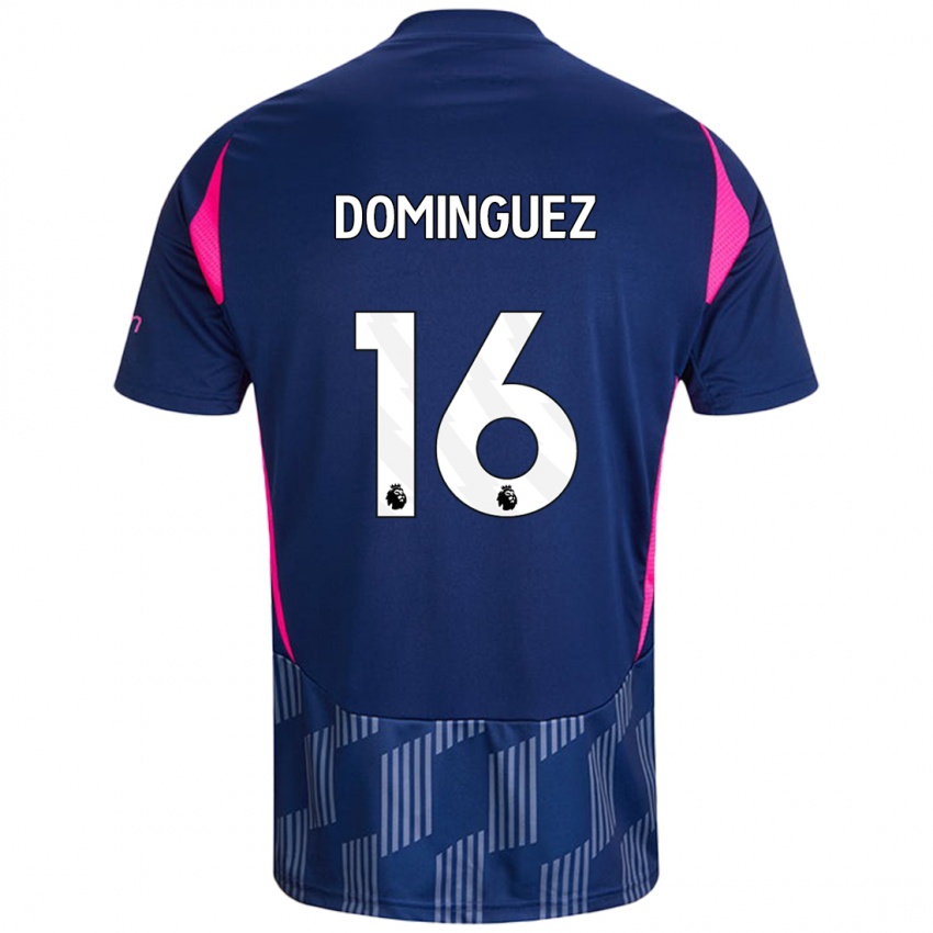 Gyermek Nicolás Domínguez #16 Királykék Rózsaszín Idegenbeli Jersey 2024/25 Mez Póló Ing